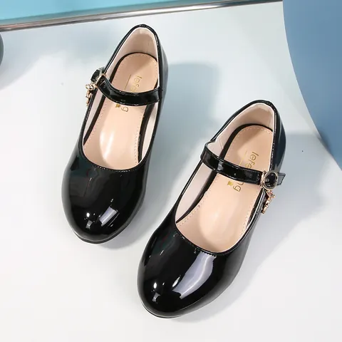 Girls Mary Jane Shoes Microfiber Patent Leather Moon Star Rhinestone Charms Princess Wedding Party Performance Low Heel