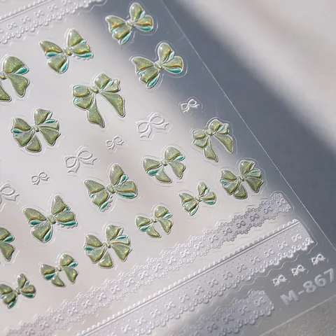 3D Embossed Butterfly Bow Knot Nail Art Stickers Laser Lace Design Self Adhesive Holographic Decals For Women Manicure Decor