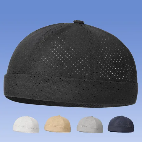 Berretto Docker Estivo in Rete Traspirante per Uomo Donna Cappello senza Falda Leggero Regolabile Streetwear Miki Hat Tinta Unita Sport all'Aperto
