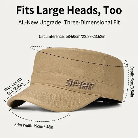 Cappello Unisex Casual a Cima Piatta in Cotone Con Ricamo Spirit Berretto Militare Regolabile Protezione Solare