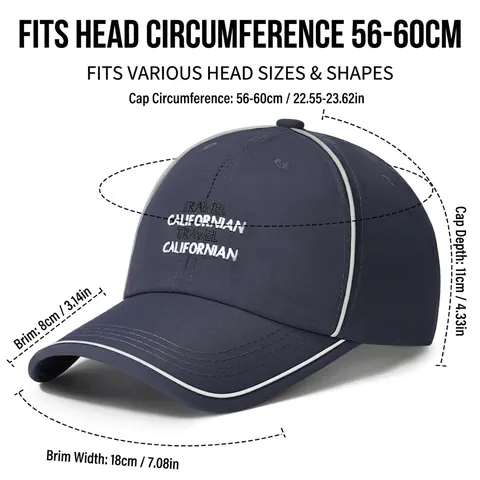 Berretto da Baseball Unisex ad Asciugatura Rapida Riflettente Parasole Con Ricamo Lettere California Cappello Sportivo Traspirante Regolabile
