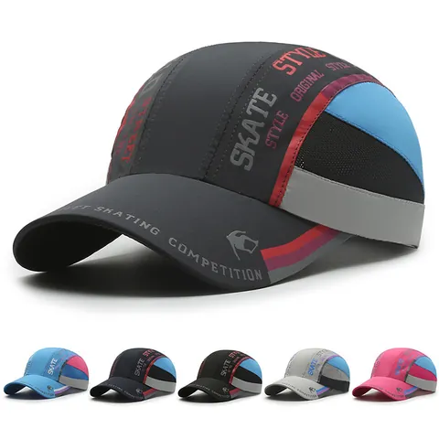 Gorra de Béisbol de Algodón Secado Rápido Hombre Mujer Transpirable Protección Solar Deportes al Aire Libre Estilo Skate Patchwork Sombrero Ajustable