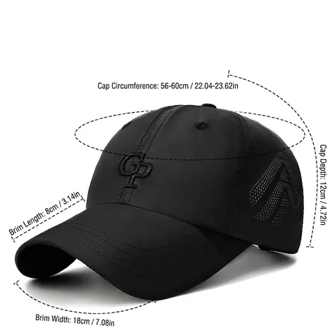 Gorra de Béisbol de Poliéster Transpirable de Secado Rápido Perforación Láser Bordado de Letras Parasol Ajustable Sombrero de Deportes al Aire Libre Hombre Mujer
