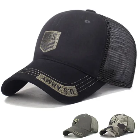Berretto da Baseball con Rete Ricamato US Army per Uomo Donna Traspirante Regolabile Cappello Trucker Protezione Solare Tattico