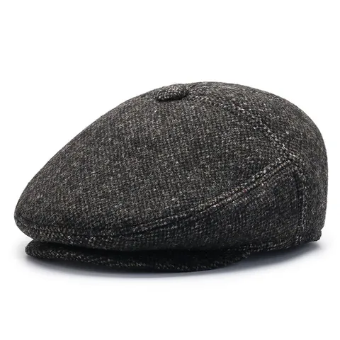 Herren Vintage Tweed Schirmmütze Mit Ohrenschutz Verdickte Warme Wollmütze Flache Mütze Für Den Winter Outdoor Herrenhut