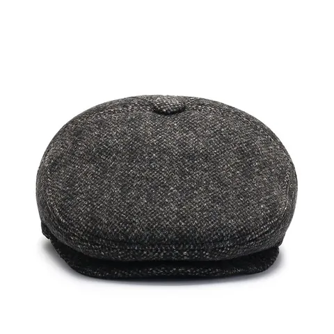 Herren Vintage Tweed Schirmmütze Mit Ohrenschutz Verdickte Warme Wollmütze Flache Mütze Für Den Winter Outdoor Herrenhut