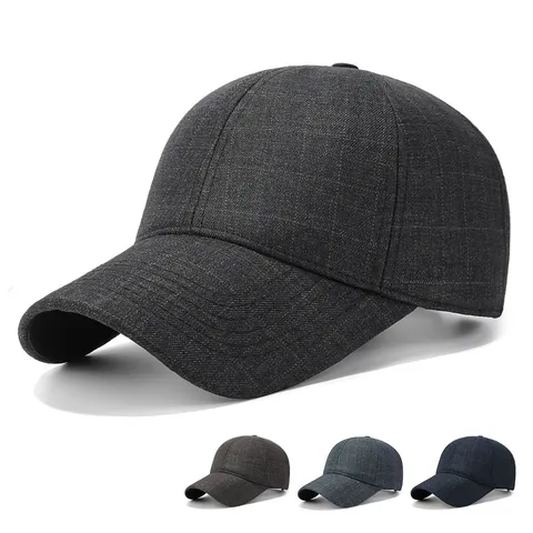 Berretto da Baseball Invernale da Uomo a Quadri Foderato in Pile Caldo Cappello da Papà Regolabile Per Uomini di Mezza Età e Anziani