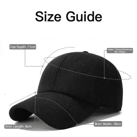 Winter Wollmischung Baseballkappe Für Damen Herren Verdickte Fleece-Gefüttert Ohrenschutz Warme Outdoor Winddichte Schirmmütze