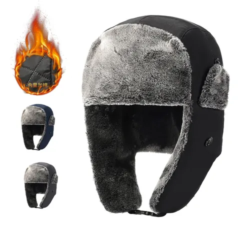 Colbacco Invernale per Uomo Donna Termico Antivento Cappello da Aviatore Con Paraorecchi Foderato in Pelliccia Sintetica Ispessito Sci Esterno