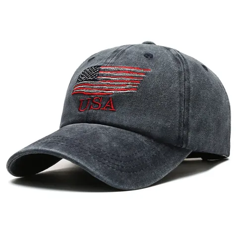 Baseball Cap Washed Cotton Vintage USA Flag Embroidery Distressed Retro Hip Hop Adjustable Sun Hat For Men Women