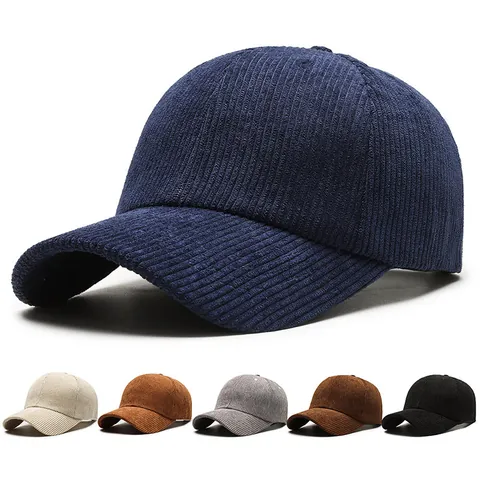 Casquette de Baseball en Velours Côtelé Décontractée Unisexe Réglable Couleur Unie Bord Incurvé Chapeau de Soleil Vintage Extérieur