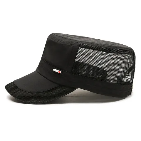 Gorra de Cadete de Malla Transpirable para Hombre Mujer Protección Solar al Aire Libre Sombrero de Tapa Plana Ajustable Estilo Militar Casual