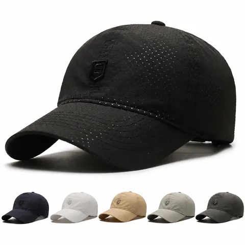 Quick Dry Baseball Cap Lightweight Breathable Perforated Outdoor Sports Sun Hat Adjustable Running Fishing Duck Tongue Cap