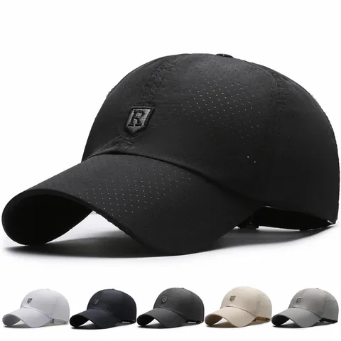 Summer Outdoor Quick Drying Mesh Breathable Sunscreen Baseball Cap With R Letter Logo For Men Women Adjustable Casual Sport Hat