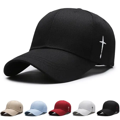 Berretto da Baseball con Croce Ricamata Cappello da Sole in Cotone Poliestere Regolabile per Uomo Donna Casual Streetwear Snapback
