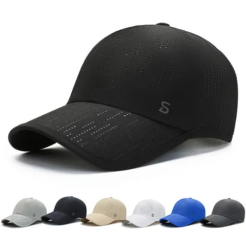 Quick-Dry Mesh Baseball Cap Breathable Sun Protection Sports Hat For Men Women Outdoor Adjustable Nylon Peaked Cap S Letter