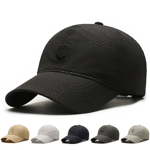 Casquette de Baseball en Maille Respirante à Séchage Rapide pour Hommes avec Broderie Lettre R Bouclier Sport Réglable