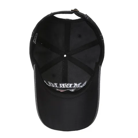 Berretto da Baseball in Cotone Lavato Vintage Bandiera America 1776 Ricamo Invecchiato Cappello Regolabile Protezione Solare Uomo Donna