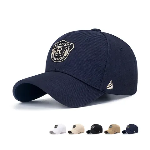 Berretto da Baseball Unisex in Misto Cotone Con Ricamo Patch Scudo Lettera R Regolabile Protezione Solare Cappello Casual