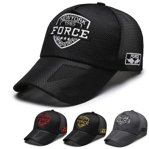 Berretto da Baseball Traspirante in Rete con Lettera Ricamata New York Force Protezione Solare Outdoor Trucker Hat per Uomo Donna