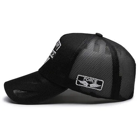 Berretto da Baseball Traspirante in Rete con Lettera Ricamata New York Force Protezione Solare Outdoor Trucker Hat per Uomo Donna