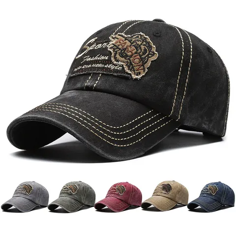 Berretto da Baseball in Cotone Lavato Vintage Distressed Regolabile Cappello da Sole Con Patch Ricamata a Lettera per Uomo Donna Outdoor Casual Sport