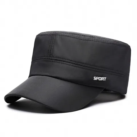 Unisex Flat Top Cadet Cap Cotton Blend Adjustable Army Military Hat With Sport Letter For Outdoor Sun Protection Daily