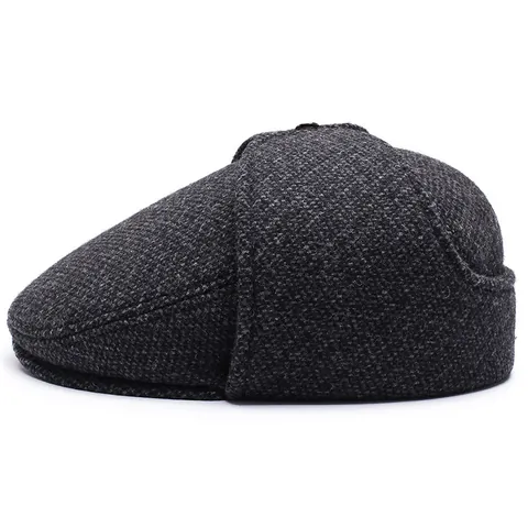 Herren Vintage Britisch Wollstoff Schiebermütze Mit Ohrenklappen Warm Vliesfutter Winter Vorwärts Hut Für Opa Vater Alltag Draußen