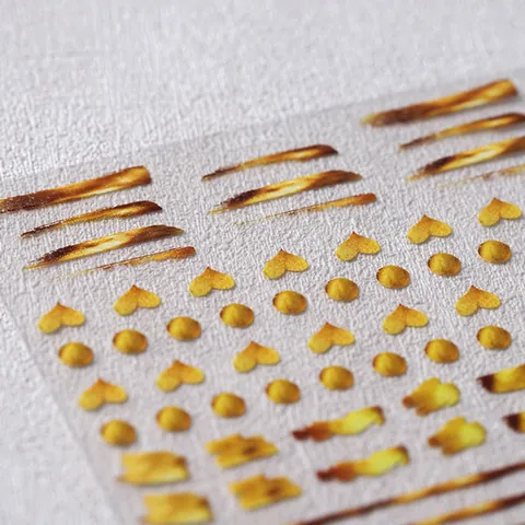 Metallische Goldene Herz Nagelkunst Aufkleber Ultradünne Herz Punkte Abstrakte Strichmuster Selbstklebende Salon DIY Nagel Aufkleber