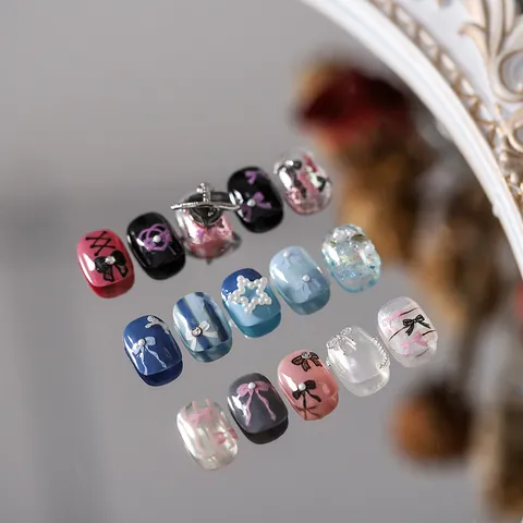 3D Embossed Nail Art Stickers With Bowknot Heart Design Self Adhesive PET For DIY Manicure Decoration Cute Style