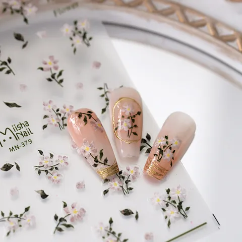 Schöne Entenblume 3D Relief Nagelaufkleber Ultradünne Selbstklebende Abziehbilder Für DIY Maniküre Dekoration MN-379