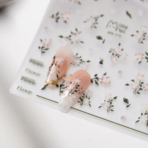 Schöne Entenblume 3D Relief Nagelaufkleber Ultradünne Selbstklebende Abziehbilder Für DIY Maniküre Dekoration MN-379