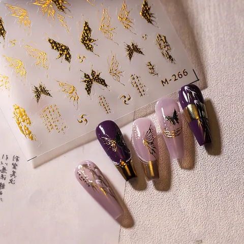 3D Gold Black Butterfly Nail Art Stickers Metallic Embossed Self Adhesive Decals For Women DIY Manicure Beauty Decoration