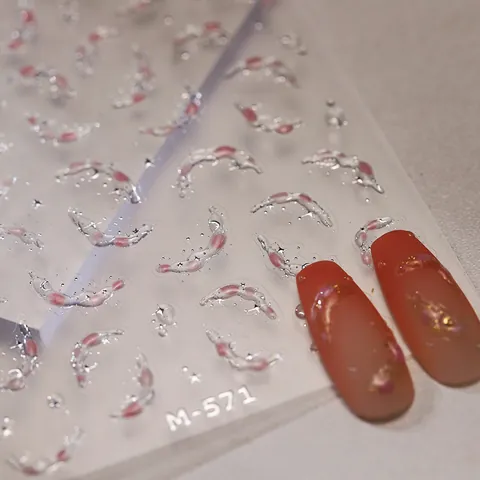 3D-reliëf Maan Ster Nagelstickers Minimalistisch Roze Zilver Verloop Zelfklevende Manicure Decals Voor Vrouwen DIY Decoratie