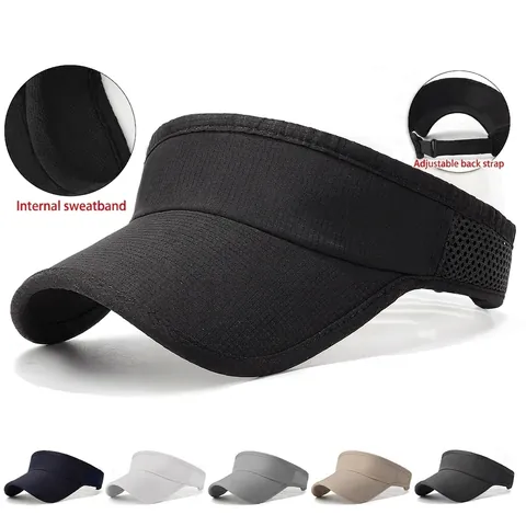 Summer Outdoor Sports Sun Visor Hat Breathable Mesh Empty Top Running Tennis Golf Adjustable Cap Polyester Sunscreen Headwear