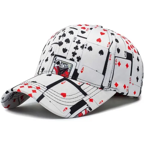 Berretto da Baseball Creativo Con Stampa All-over di Carte da Gioco Per Uomo Donna Casual Misto Cotone Hip Hop Cappello Regolabile
