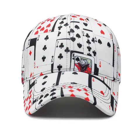 Berretto da Baseball Creativo Con Stampa All-over di Carte da Gioco Per Uomo Donna Casual Misto Cotone Hip Hop Cappello Regolabile
