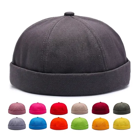 Retro Docker Cap από Μείγμα Βαμβακιού για Άνδρες Γυναίκες Ρυθμιζόμενο Μονόχρωμο Miki Hat Χωρίς Γείσο Streetwear Landlord Hat