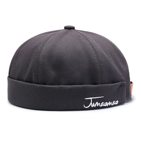 Retro Cotton Blend Docker Cap For Men Women Adjustable Solid Color Miki Hat No Brim Skullcap Streetwear Landlord Hat