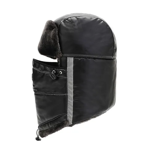 Winter Warm Trapper Hat Windproof Lei Feng Hat With Face Mask Breathing Valve Reflective Strip Ear Protection Cycling Cap