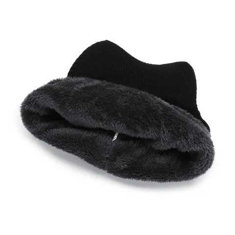 Winter Knit Hat And Neck Warmer Set For Men Women Thick Fleece Lined Warm Beanie Hat With Brim Outdoor Cycling Headwear