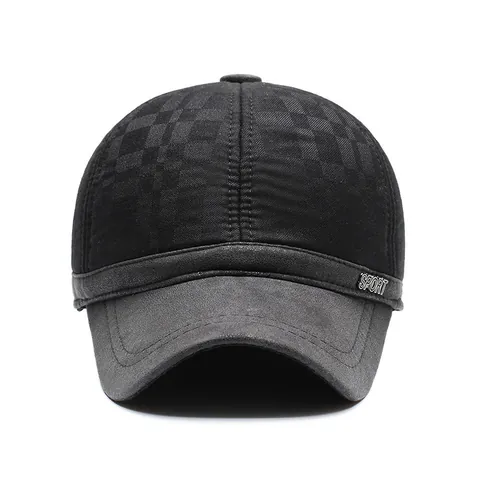 Men Winter Warm Cotton Baseball Cap With Earmuffs Windproof Outdoor Sport Peaked Hat Thickened Ear Protection Hat