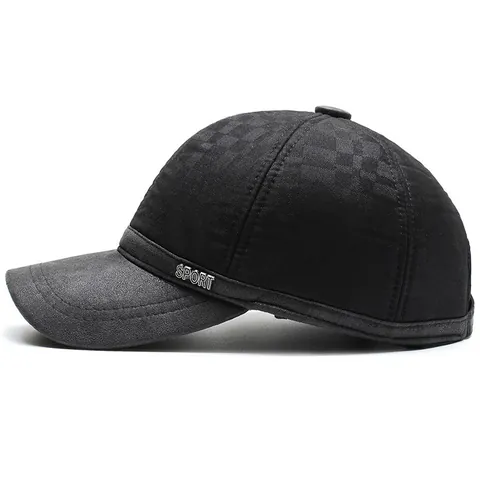 Men Winter Warm Cotton Baseball Cap With Earmuffs Windproof Outdoor Sport Peaked Hat Thickened Ear Protection Hat
