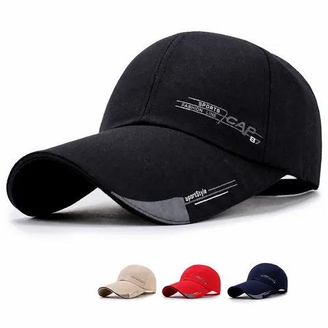 Adjustable Long Brim Baseball Cap For Men Women Cotton Breathable Sun Protection Outdoor Sports Fashion Letter Print Hat