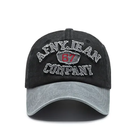 Gorra de Béisbol de Algodón Lavado Vintage Bordado de Color Empalmado 67 Company Protección Solar Sombrero Ajustable Hombre Mujer