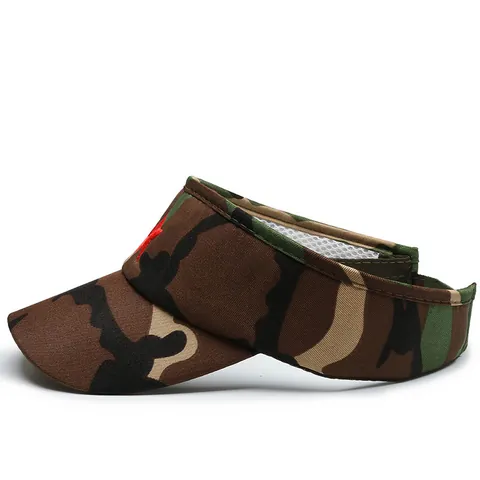 Kids Camouflage Sun Visor Hat With Red Star Embroidery Adjustable Outdoor Sport Cotton Blend Sunshade Hat For Boys Girls