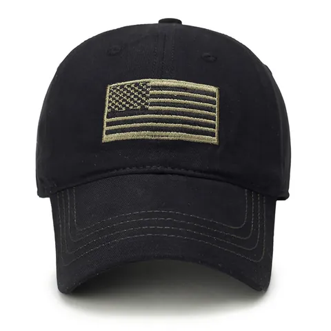 Heren Tactische Amerikaanse Vlag Honkbalpet Verstelbare Outdoor Vissen Zonneklep Camouflage Legergroen Katoenen Geborduurde Pet