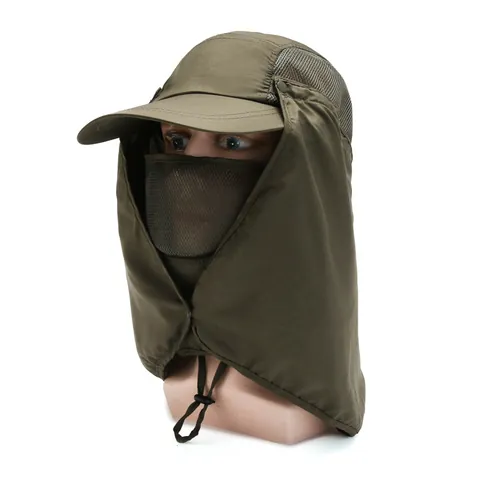 Outdoor UV Schutz Sonnenhut Abnehmbare Gesichtsmaske Nackenschutz Atmungsaktiv Mesh Schnelltrocknend Baseballkappe Zum Angeln Wandern Unisex