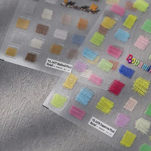 Adesivi per Unghie a Rilievo Design a Griglia Maillard Texture Intrecciata Retro Adesivi per Manicure Decorazioni per Donne Ragazze