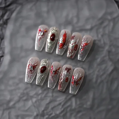 5D Relief Butterfly Nail Art Stickers Holographic Laser Metallic Gothic Red Orange Star DIY Manicure Back Adhesive Decals